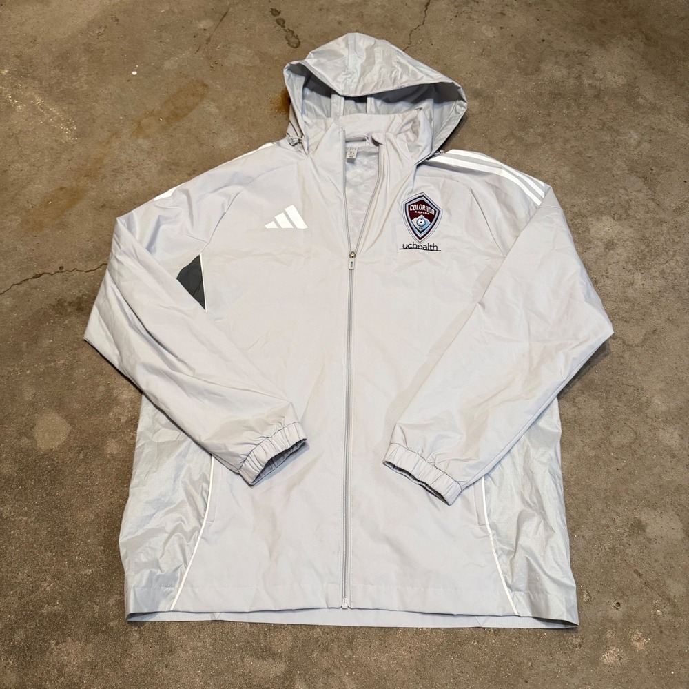Adidas Windbreaker Jacket Mens Large Grey Colorado Rapids Soccer UCHealth Zip
